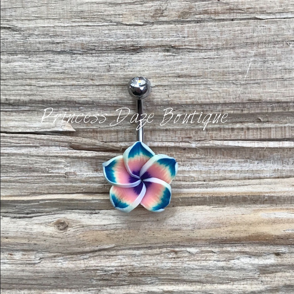 Hawaiian Plumeria Flower Belly Button Ring